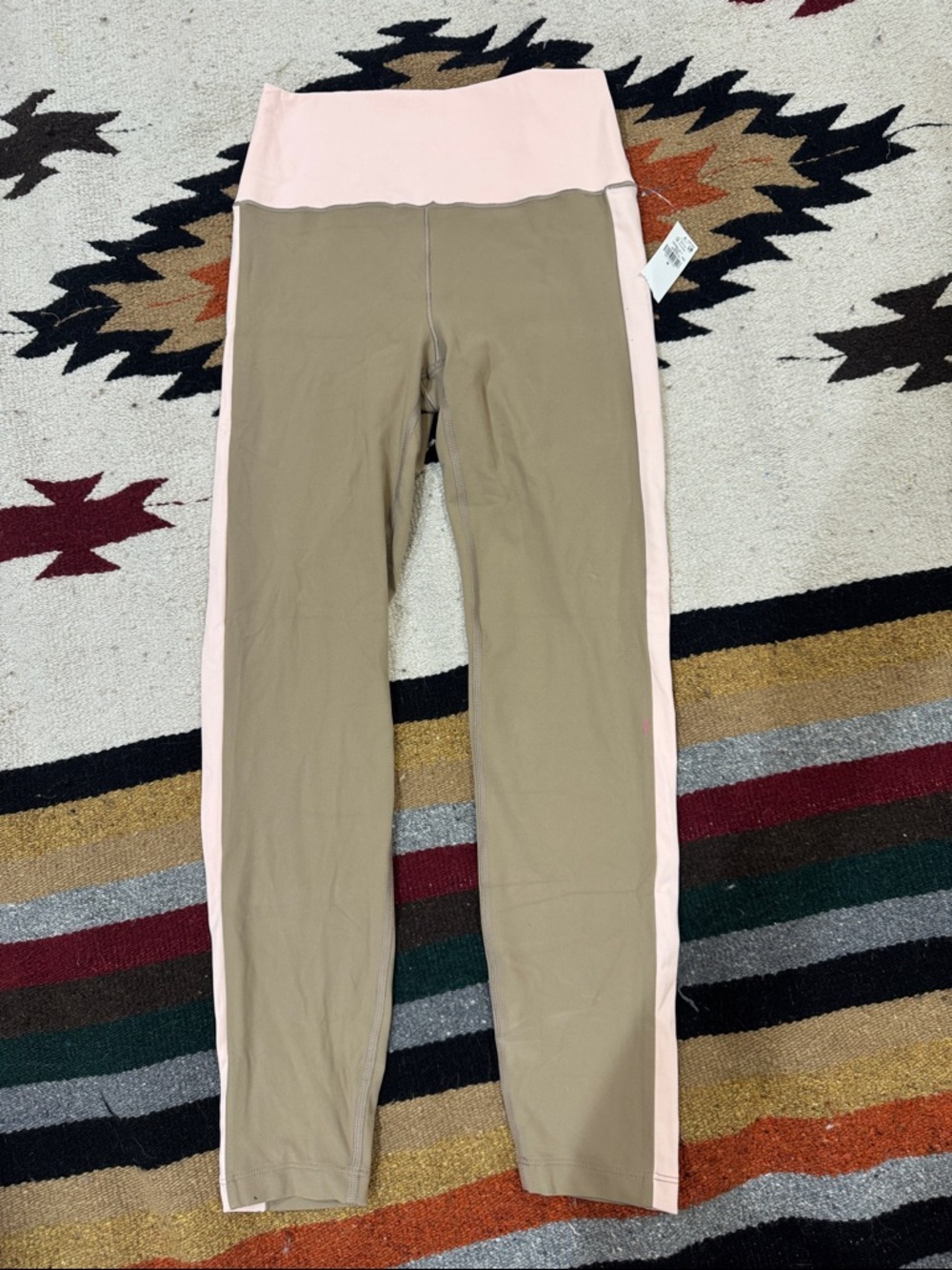 High-Waist Tan and Pink Performance Leggings